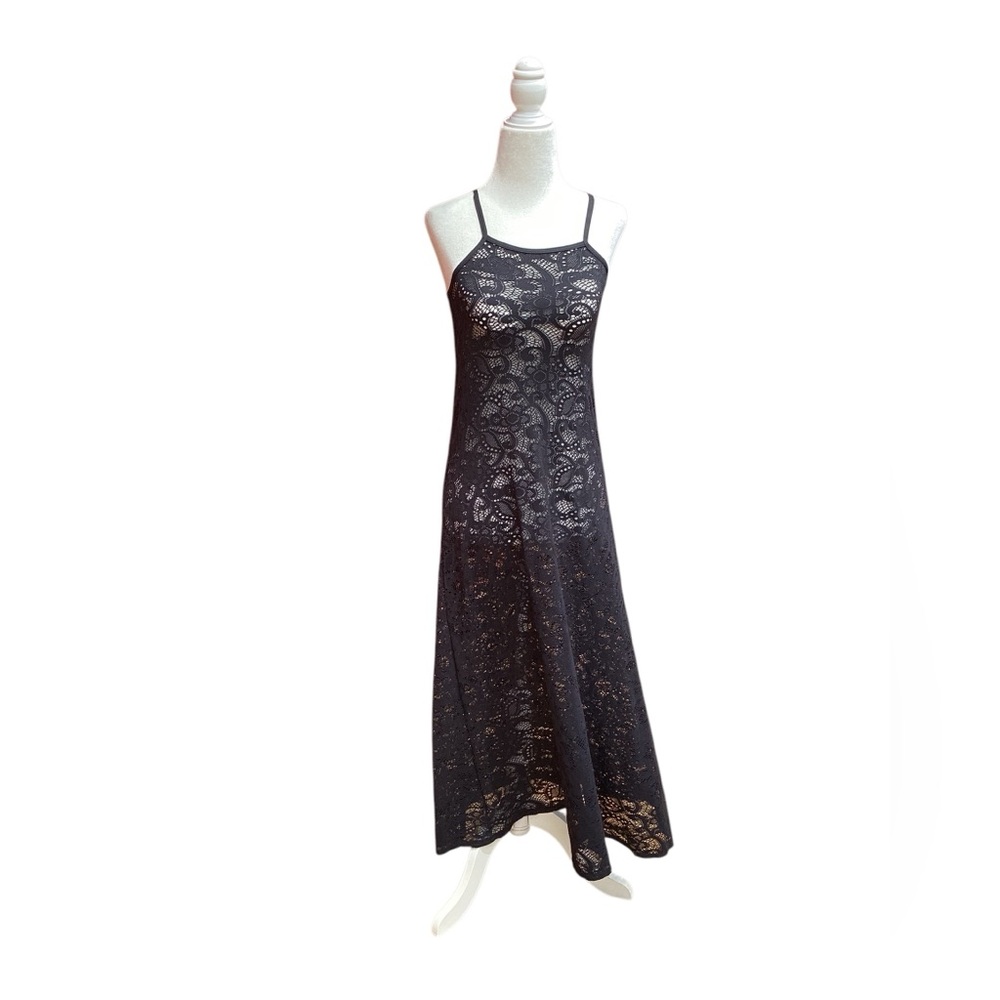 Letarte Mesh Black Floral Sheer Maxi Dress
